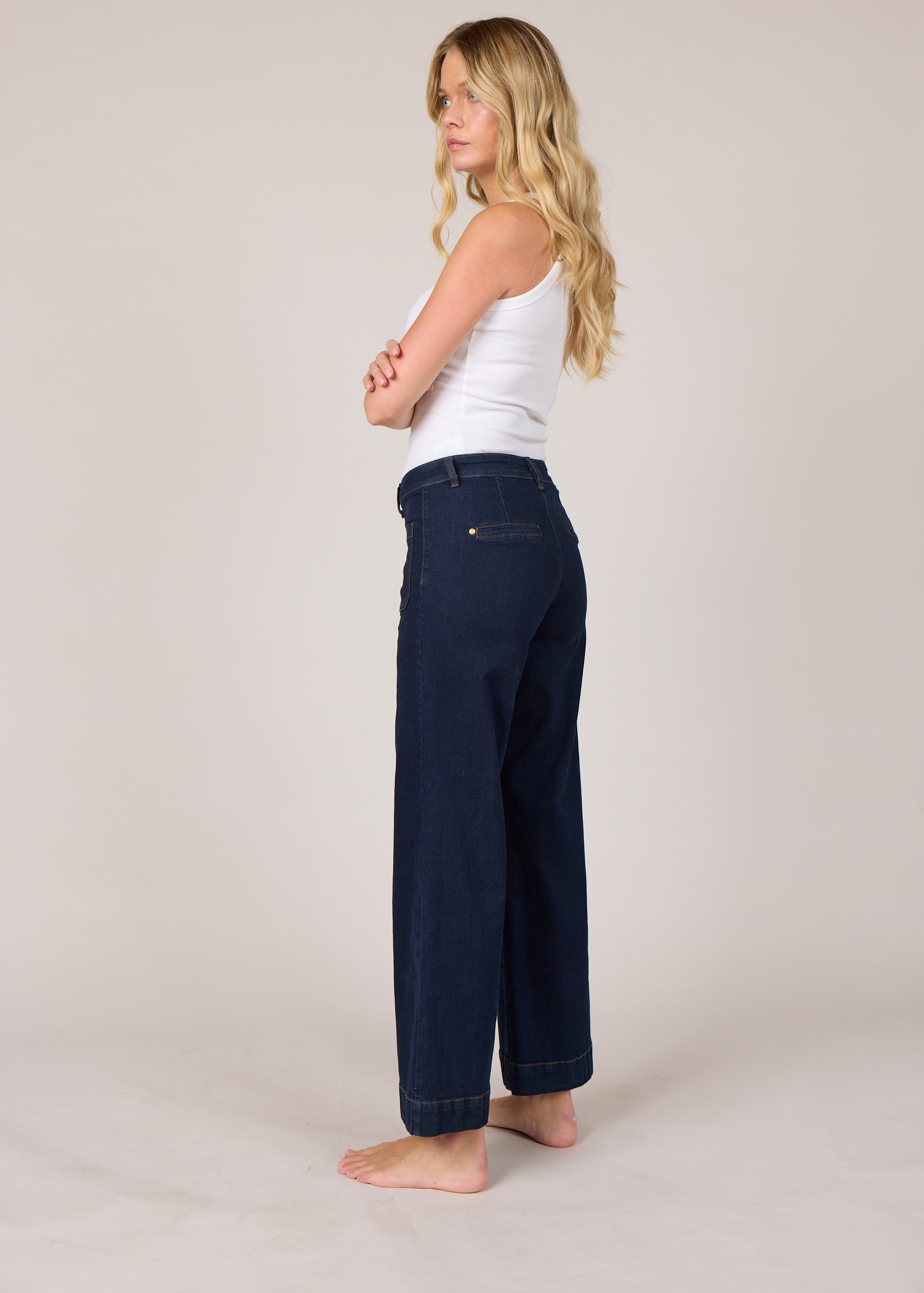 M JEANS New Tutti Wide Denim Jeans DENIM/TWILL 98 DARK BLUE