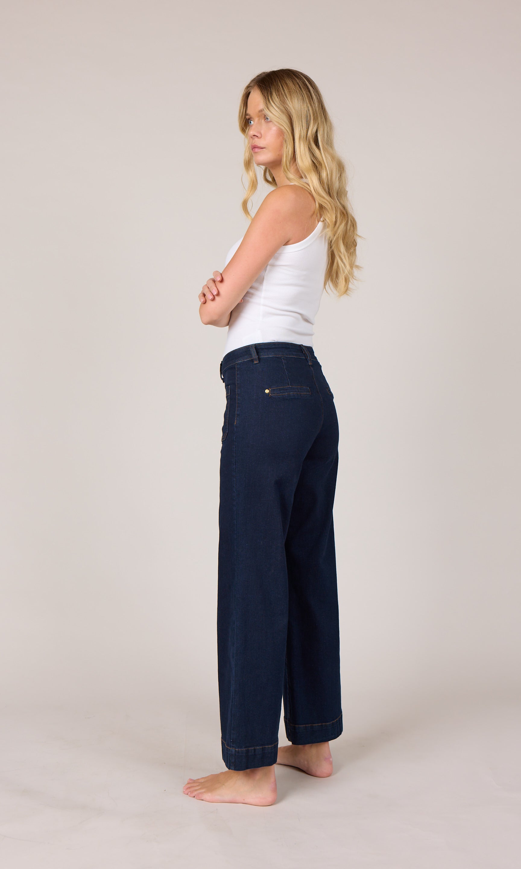 M JEANS New Tutti Wide Denim Jeans DENIM/TWILL 98 DARK BLUE