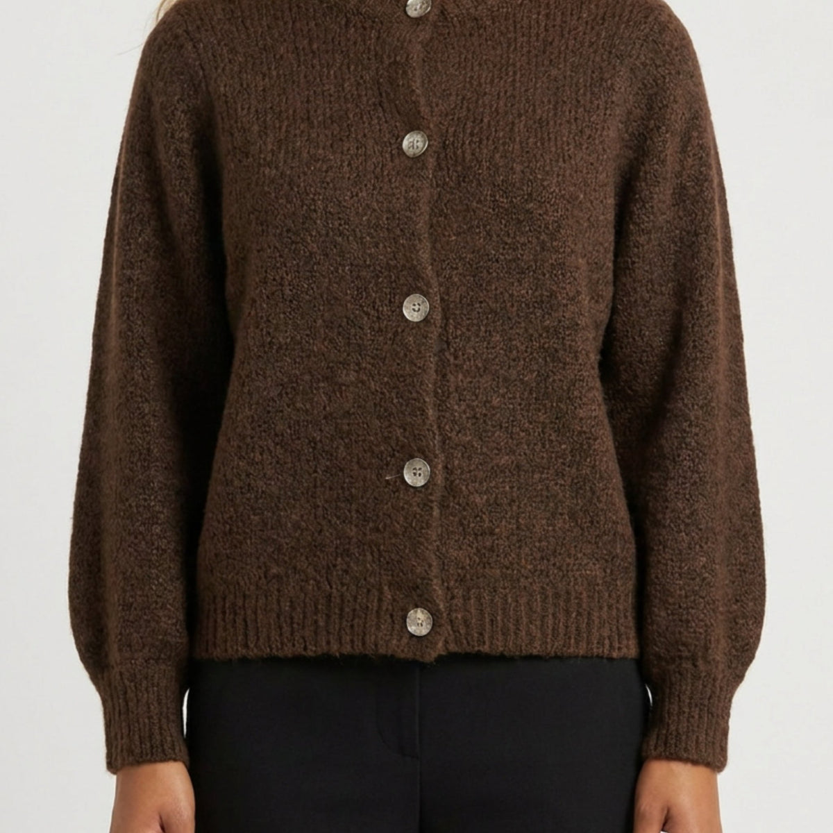 MOONDUST NICE MOHAIR BASIC CARDIGAN KNITWEAR 129 CHOCOLATE