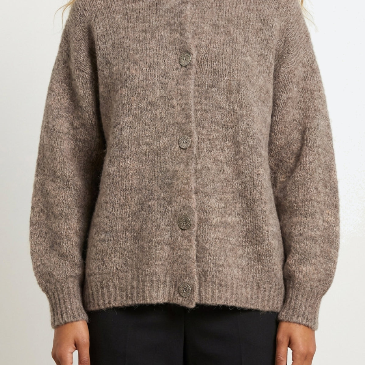 MOONDUST NICE MOHAIR BASIC CARDIGAN KNITWEAR 136 FANGO