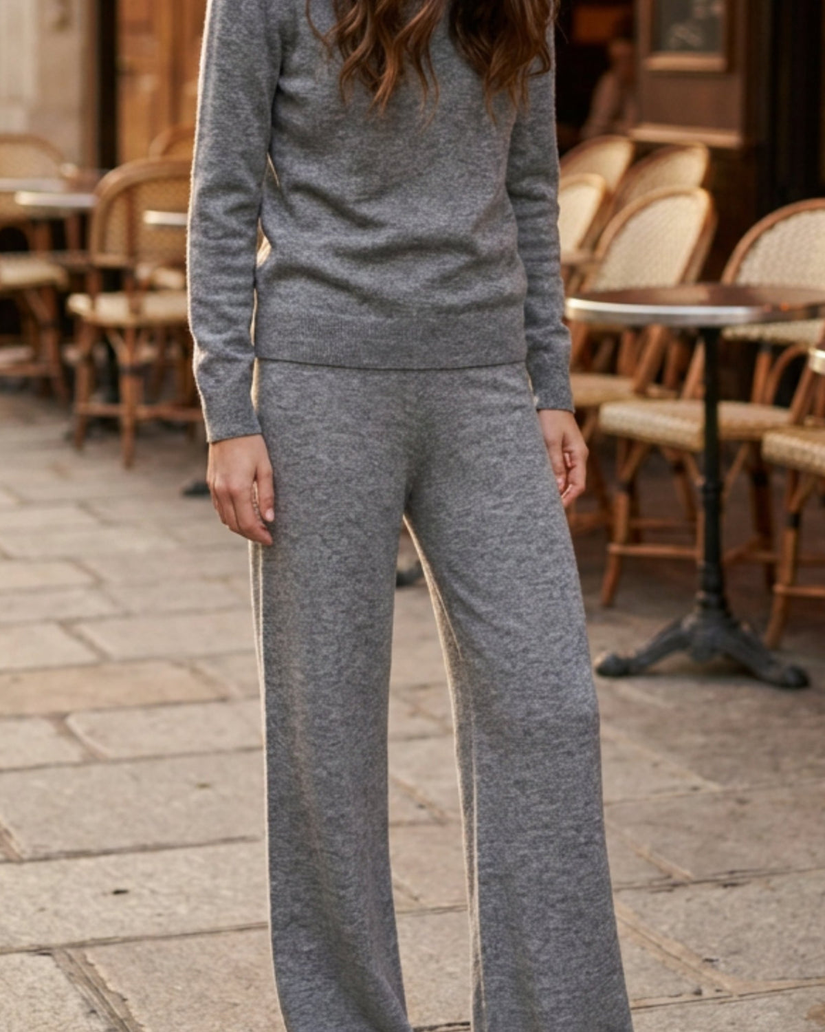 MARC LAUGE NORMA WIDE PANT LAMBSWOLL KNITWEAR 253 LIGHT GREY MELANGE