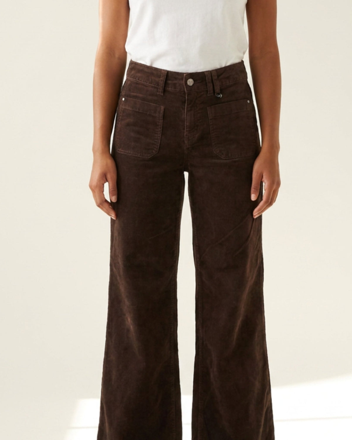 M JEANS New Tutti Wide Denim Jeans CORD/FLØJL 129 CHOCOLATE
