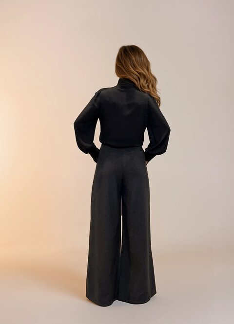 M JEANS Office Wool Pant Wide PANTS 254 DARK GREY MELANGE