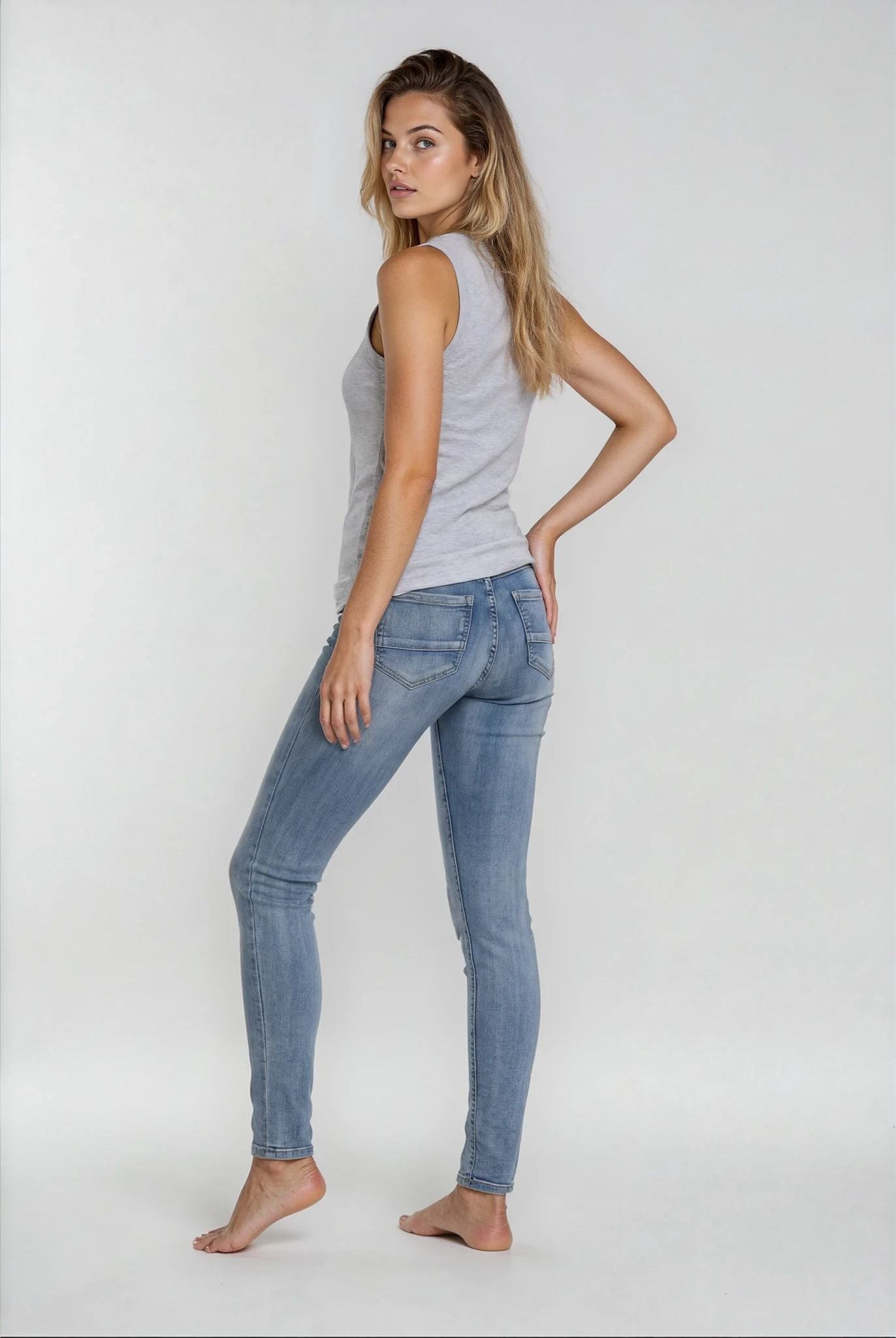 MAPP PATTI BUTTON DENIM JEANS DENIM/TWILL 909699 LT. BLUE USED