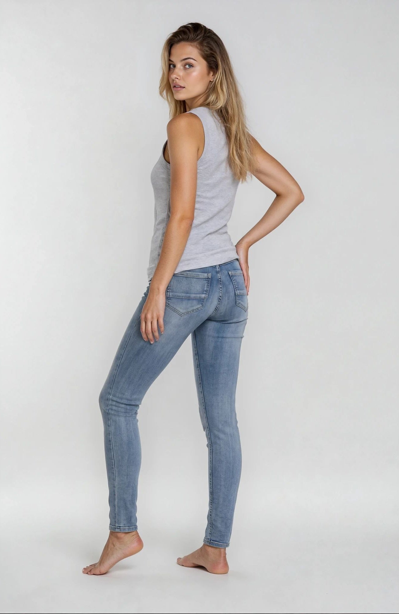 MAPP Patti Button Denim Jeans DENIM/TWILL 909699 LT. BLUE USED