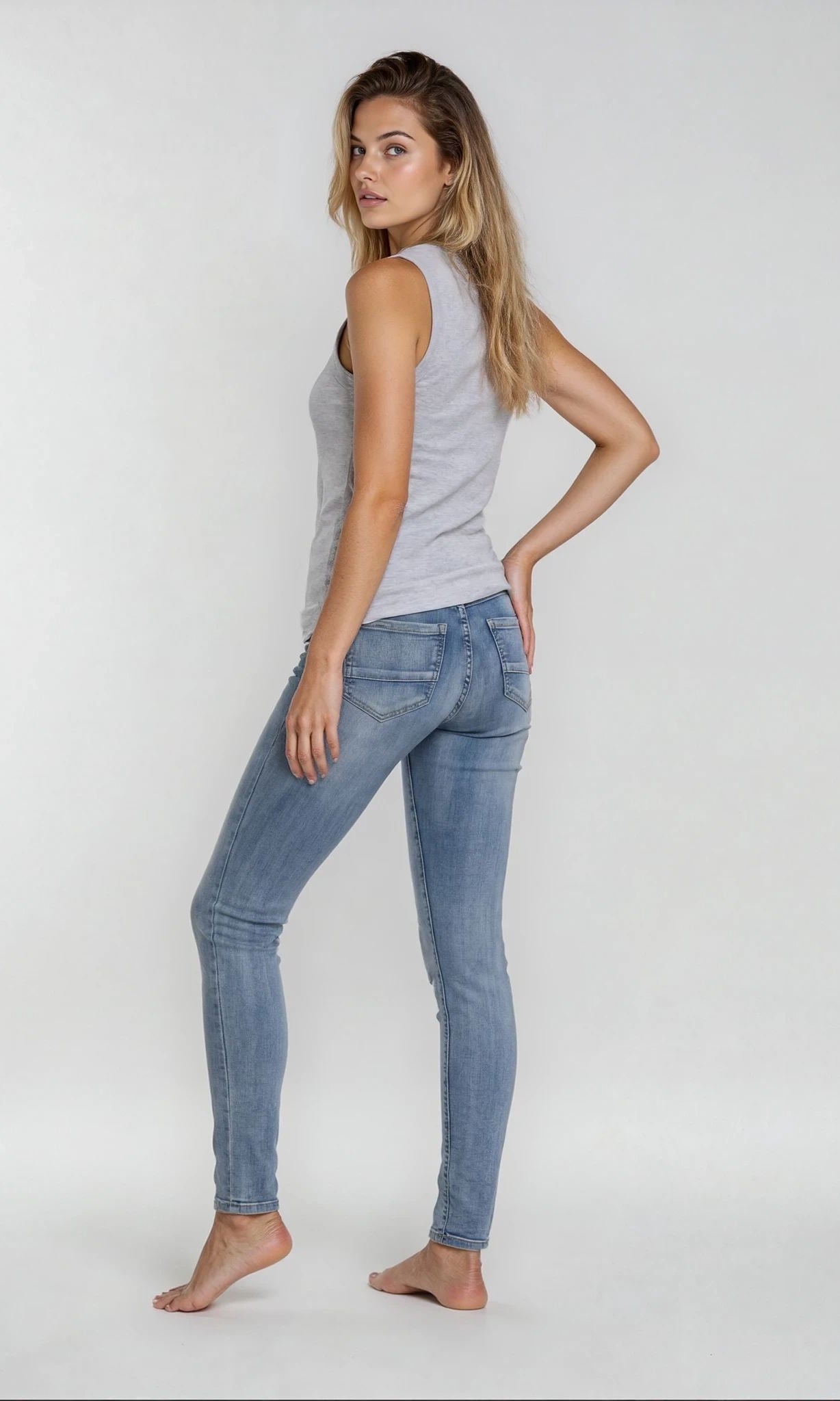 MAPP PATTI BUTTON DENIM JEANS DENIM/TWILL 909699 LT. BLUE USED