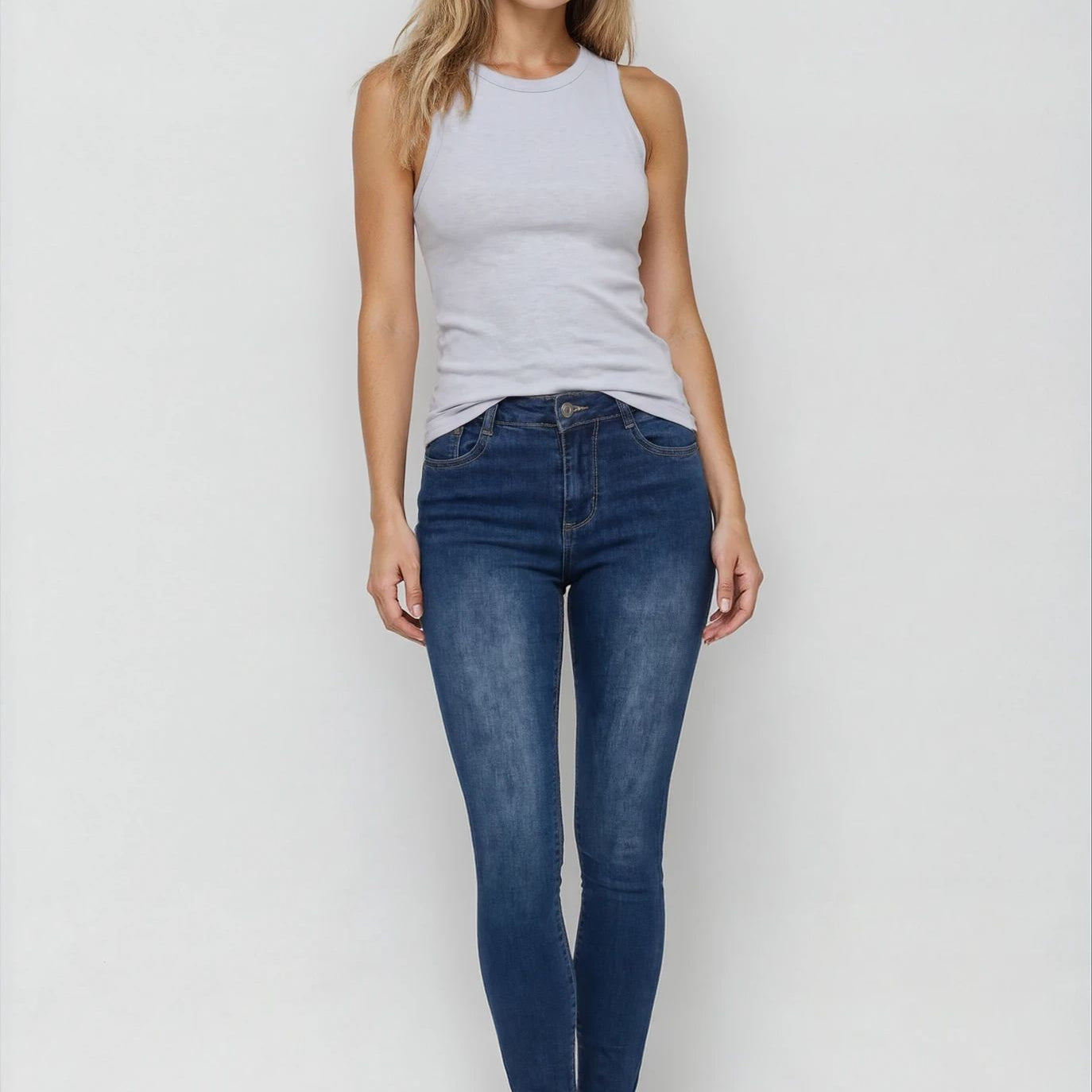 MAPP PATTI BUTTON DENIM JEANS DENIM/TWILL 939699 CLASSIC BLUE USED