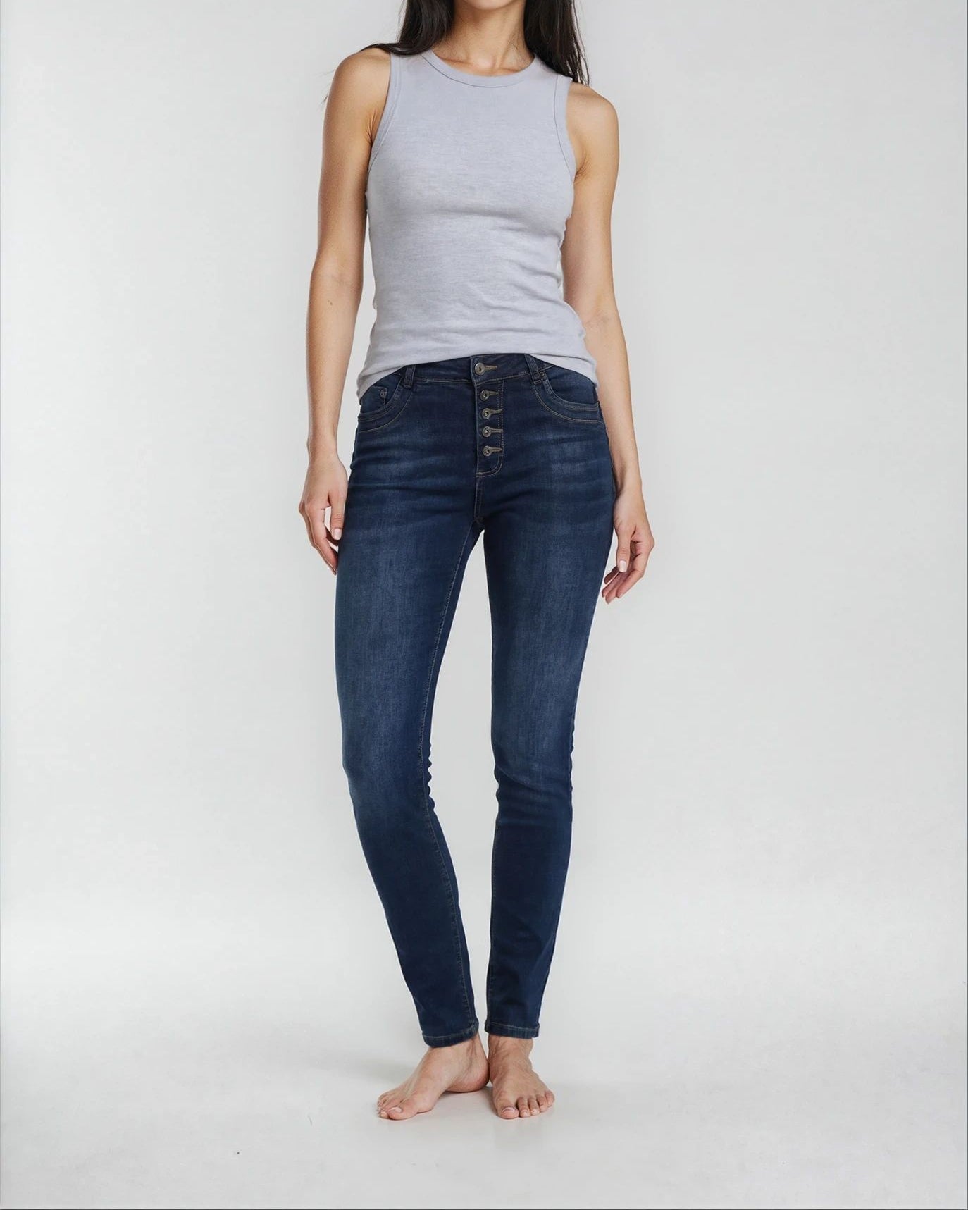 MAPP Patti Button Denim Jeans DENIM/TWILL 969699 DARK BLUE USED