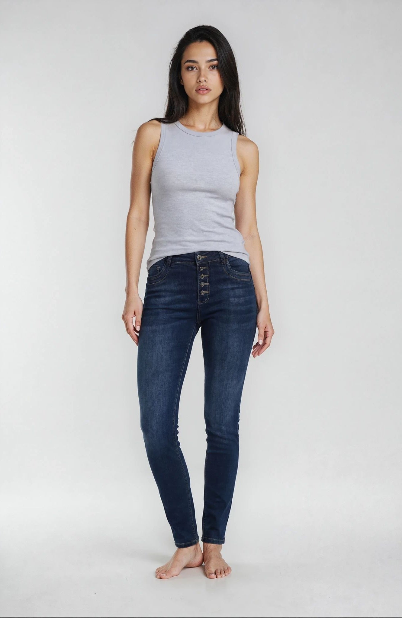 MAPP Patti Button Denim Jeans DENIM/TWILL 969699 DARK BLUE USED