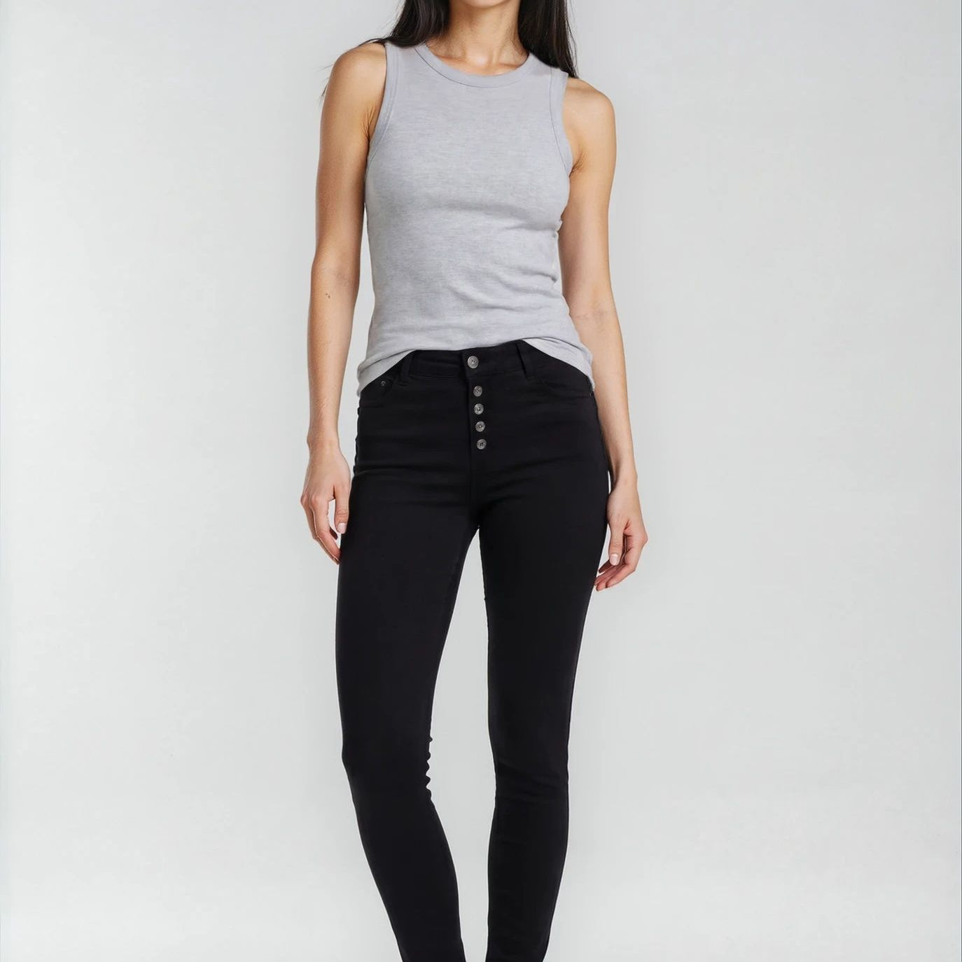 MAPP PATTI BUTTON DENIM JEANS DENIM/TWILL 81 BLACK DENIM