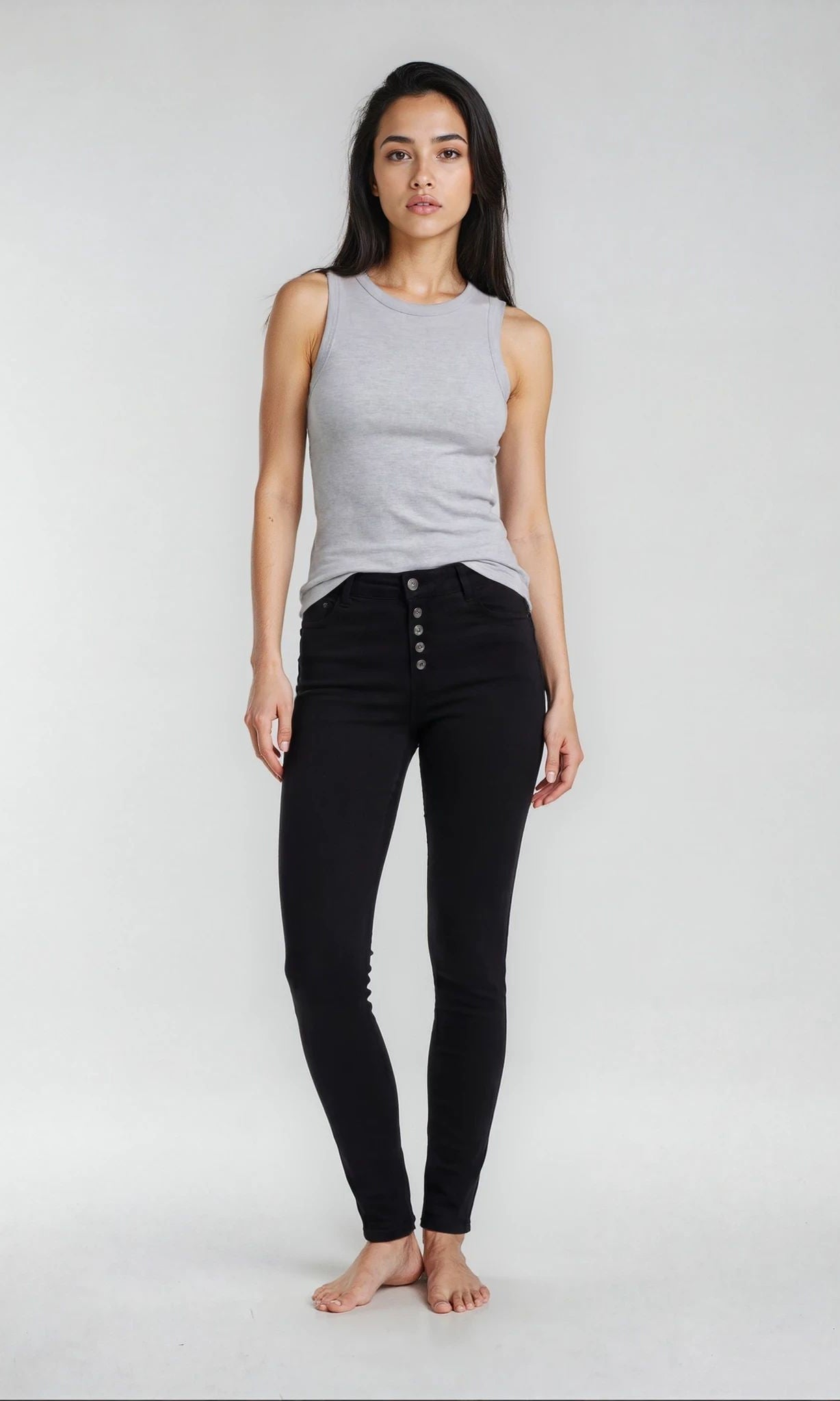 MAPP PATTI BUTTON DENIM JEANS DENIM/TWILL 81 BLACK DENIM