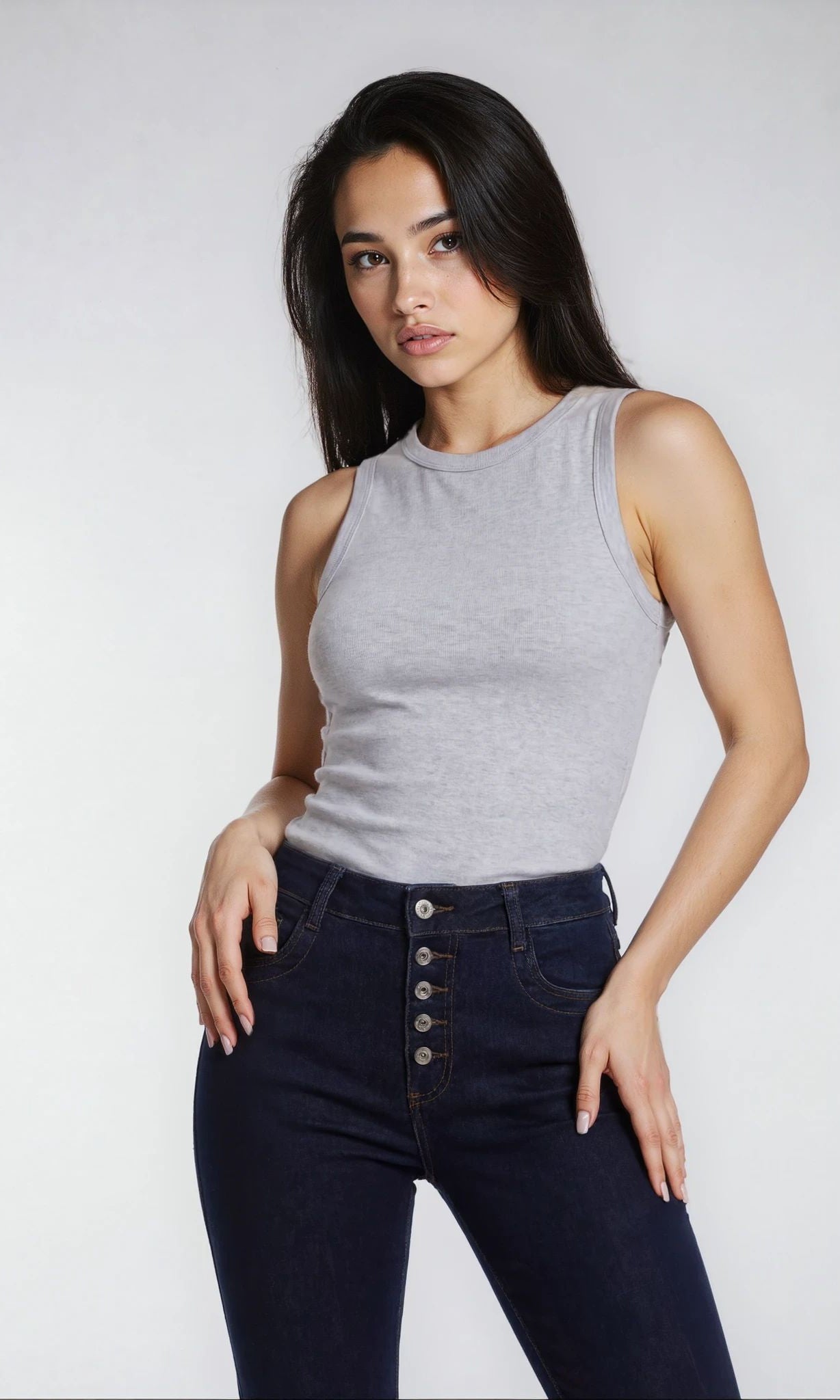 MAPP PATTI BUTTON DENIM JEANS DENIM/TWILL 98 DARK BLUE