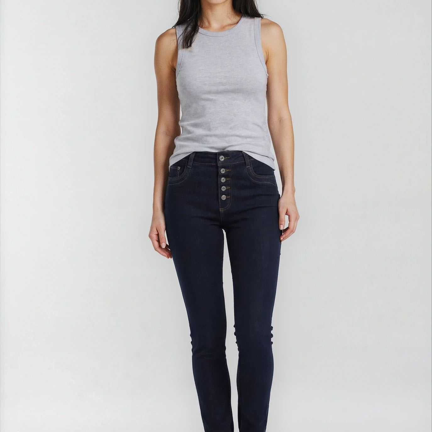 MAPP PATTI BUTTON DENIM JEANS DENIM/TWILL 98 DARK BLUE