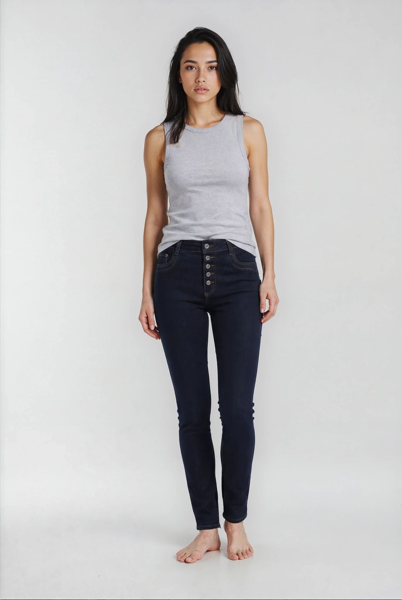 MAPP PATTI BUTTON DENIM JEANS DENIM/TWILL 98 DARK BLUE