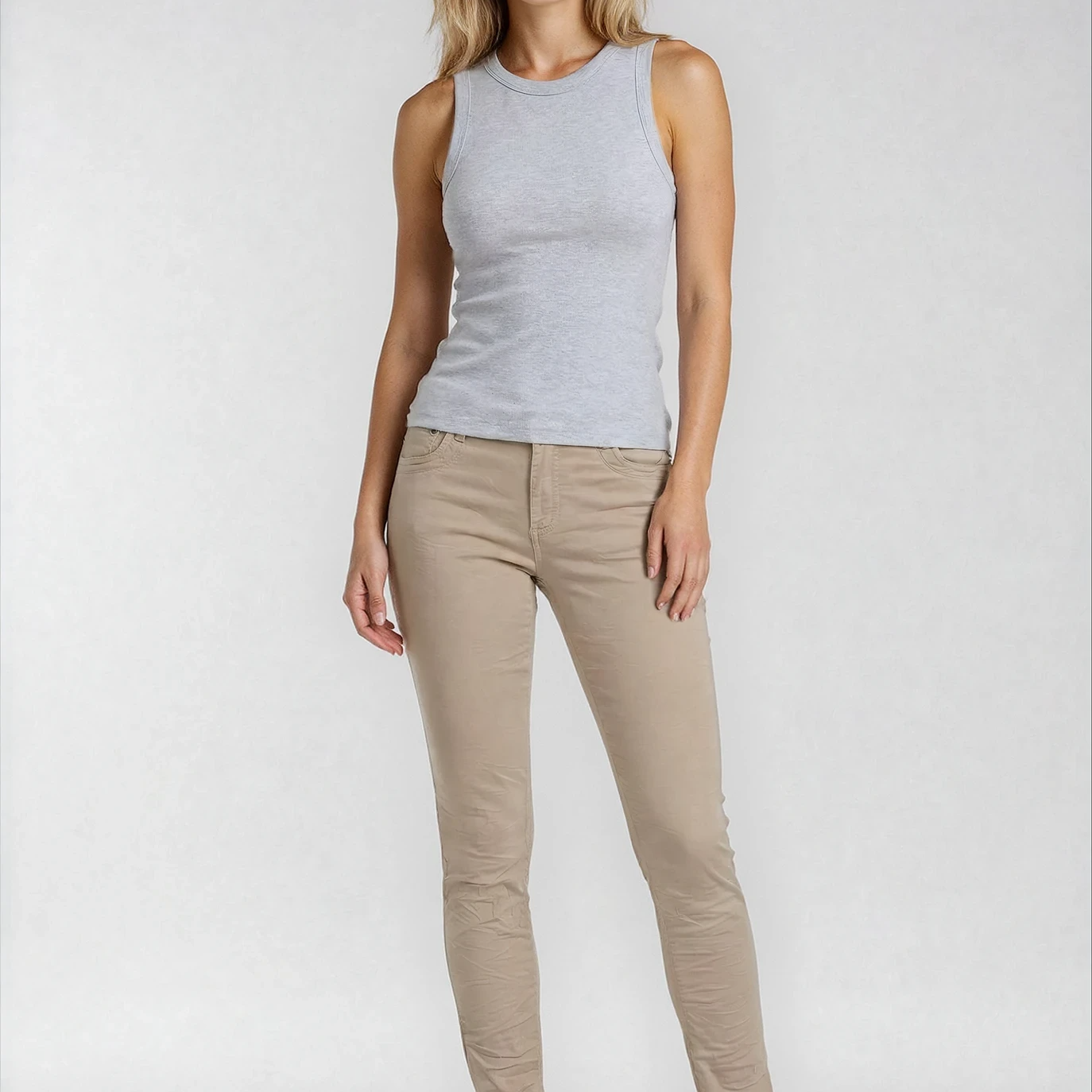 MAPP PATTI ZIP TWILL JEANS DENIM/TWILL 27 SAND