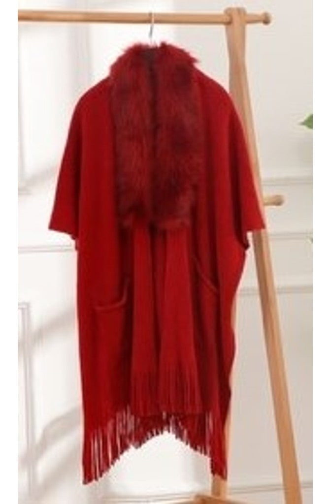 M JEANS PONCHO FAUX FUR OUTERWEAR