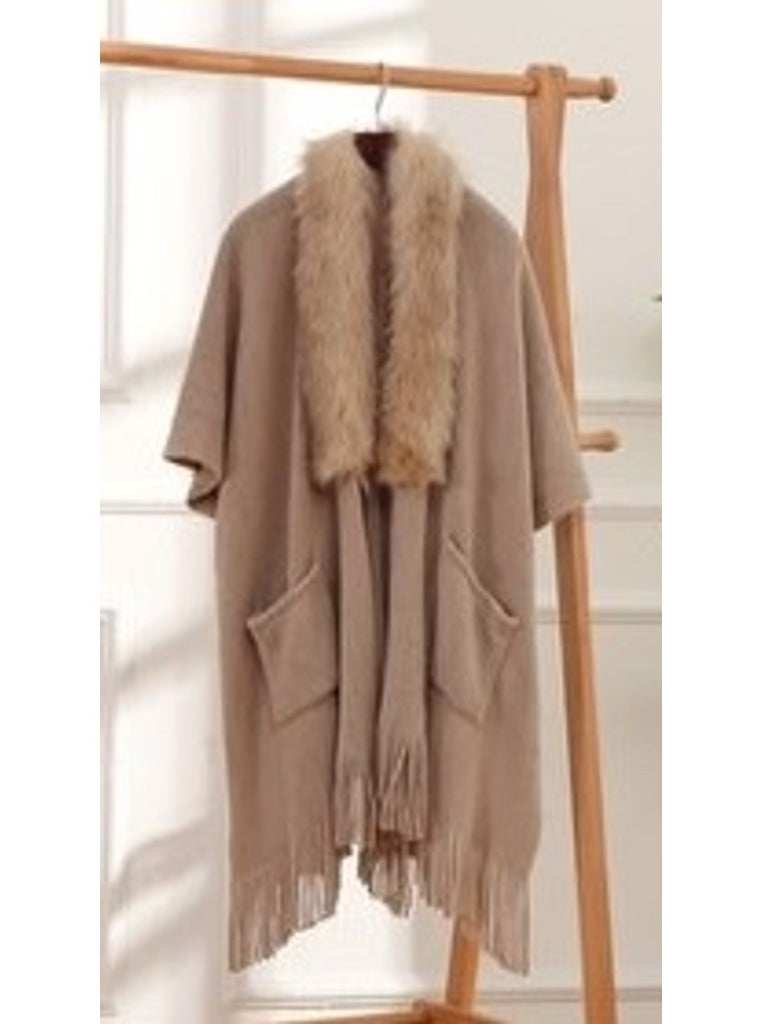 M JEANS PONCHO FAUX FUR OUTERWEAR 135 EARTH