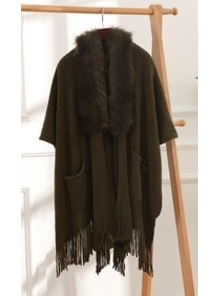 M JEANS PONCHO FAUX FUR OUTERWEAR