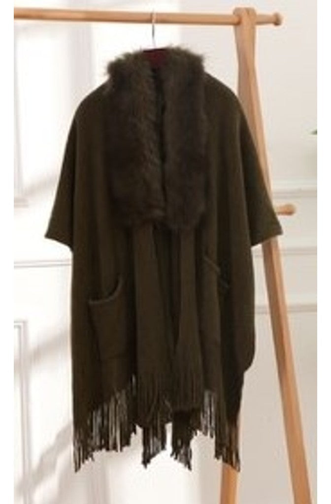 M JEANS PONCHO FAUX FUR OUTERWEAR