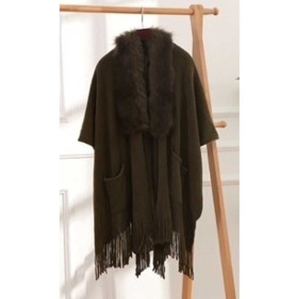 M JEANS PONCHO FAUX FUR OUTERWEAR
