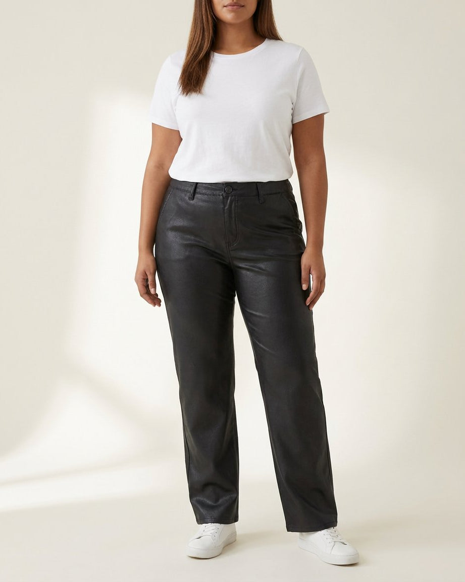 DNYcph Plus Size Coated Flare Pant COATED 80 BLACK