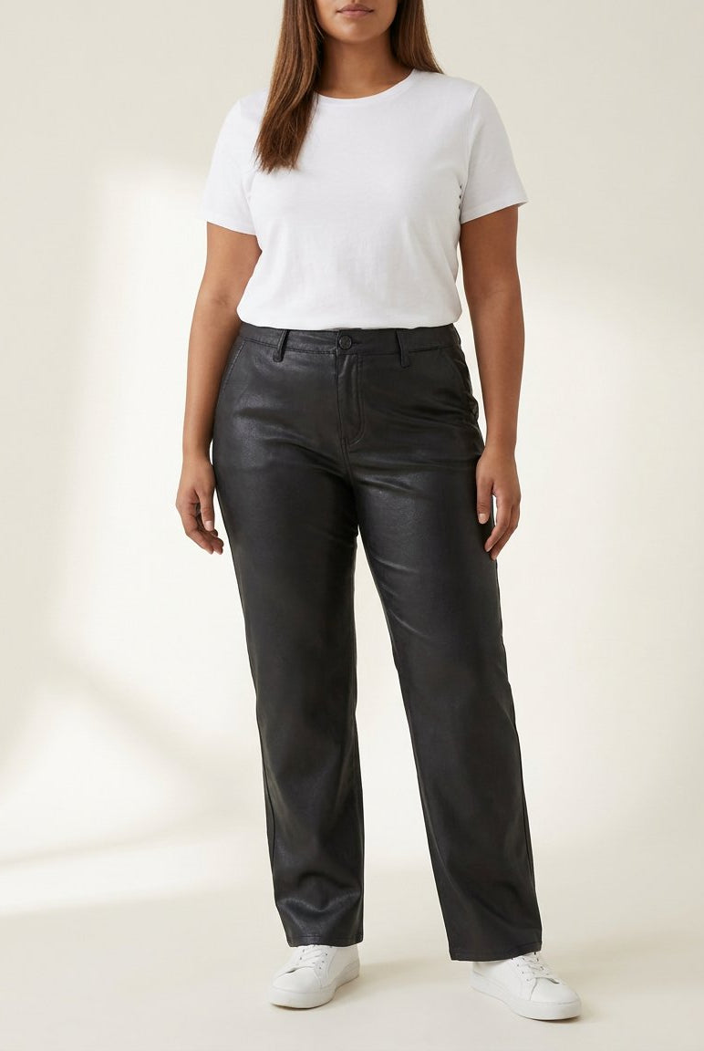DNYcph Plus Size Coated Flare Pant COATED 80 BLACK
