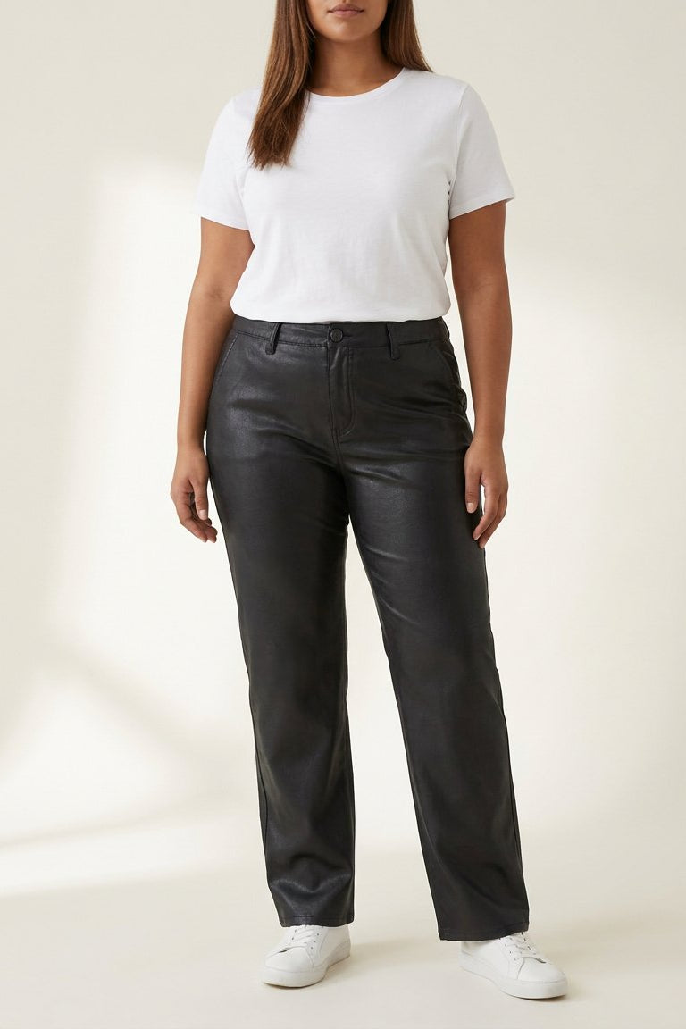 DNYcph Plus Size Coated Flare Pant COATED 80 BLACK