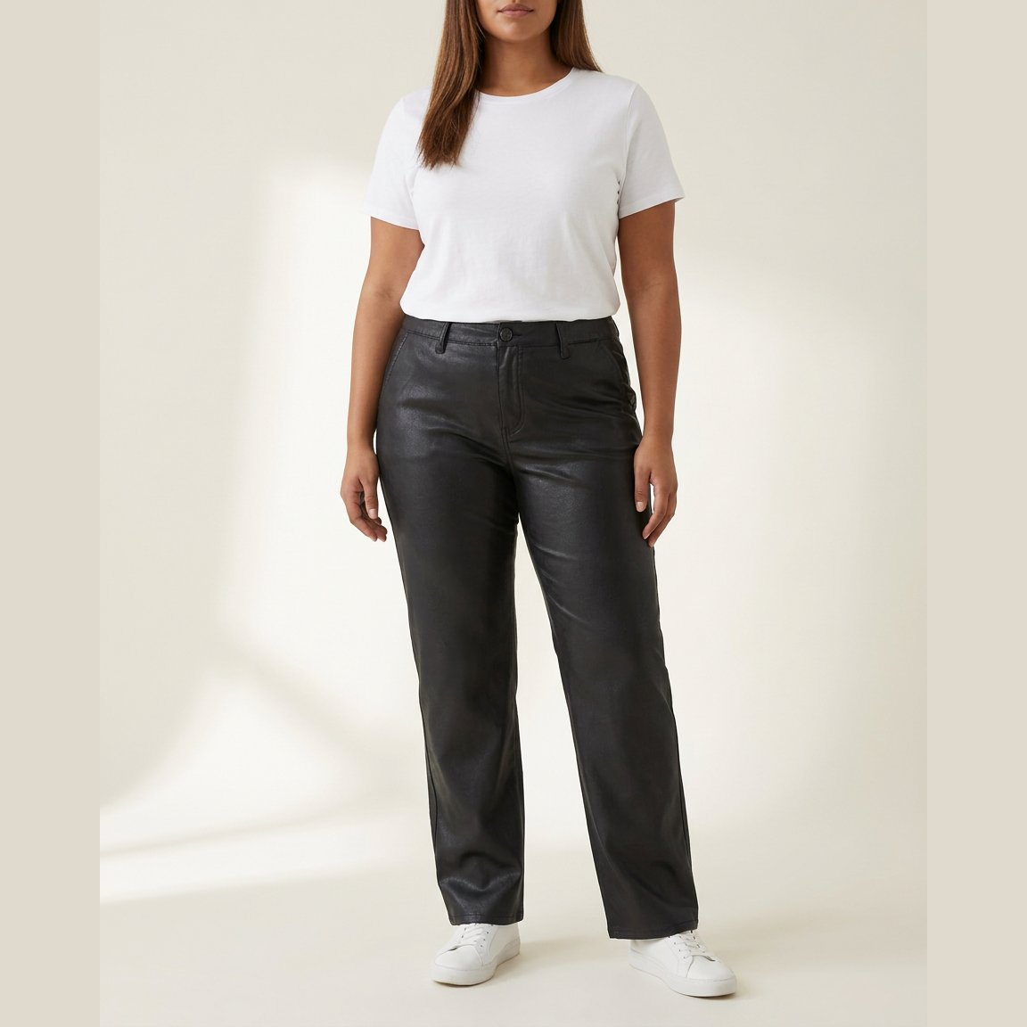 DNYcph Plus Size Coated Flare Pant COATED 80 BLACK