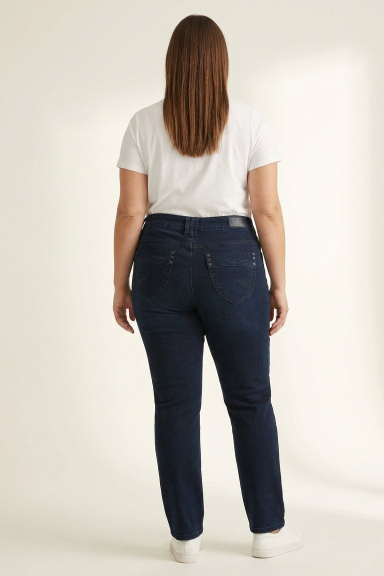 DNYcph Plus Size Mody Denim Jeans DENIM/TWILL 98 DARK BLUE