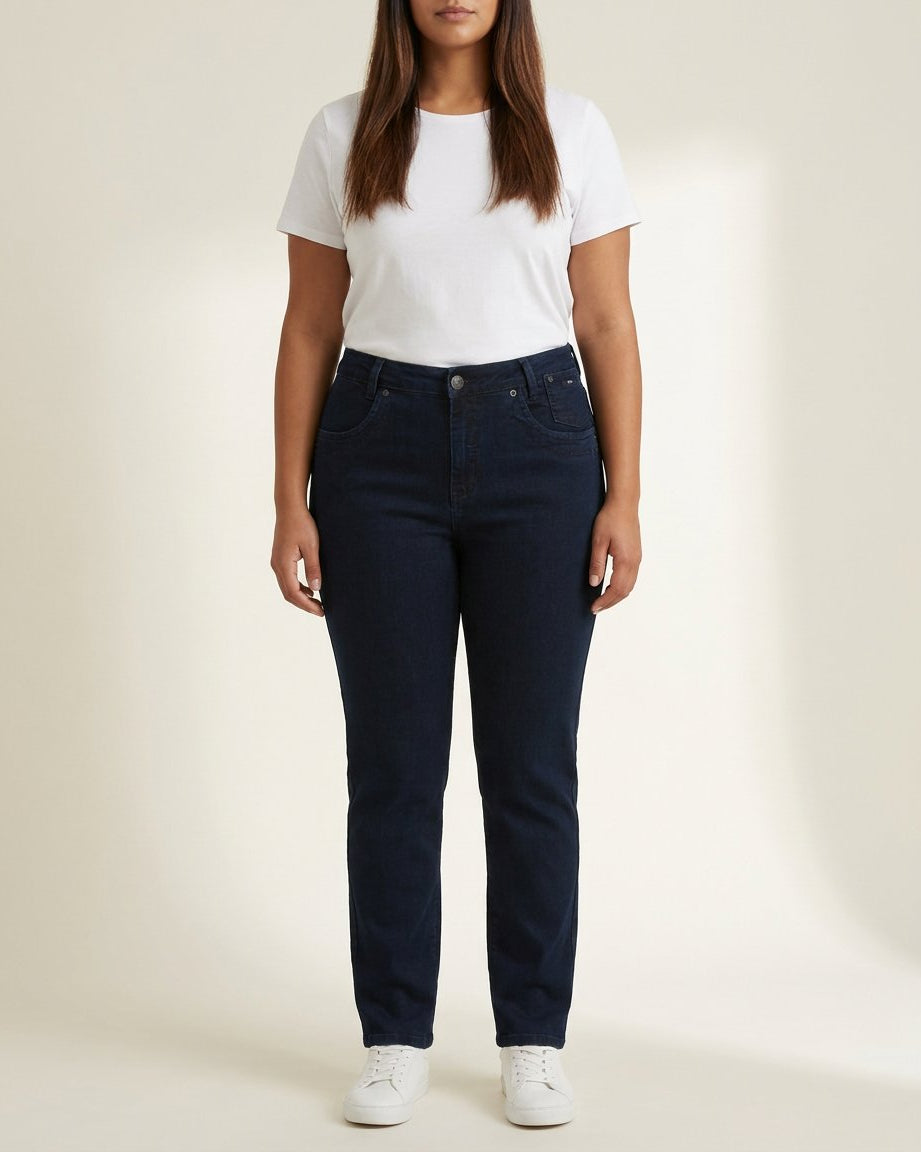 DNYcph Plus Size Mody Denim Jeans DENIM/TWILL 98 DARK BLUE