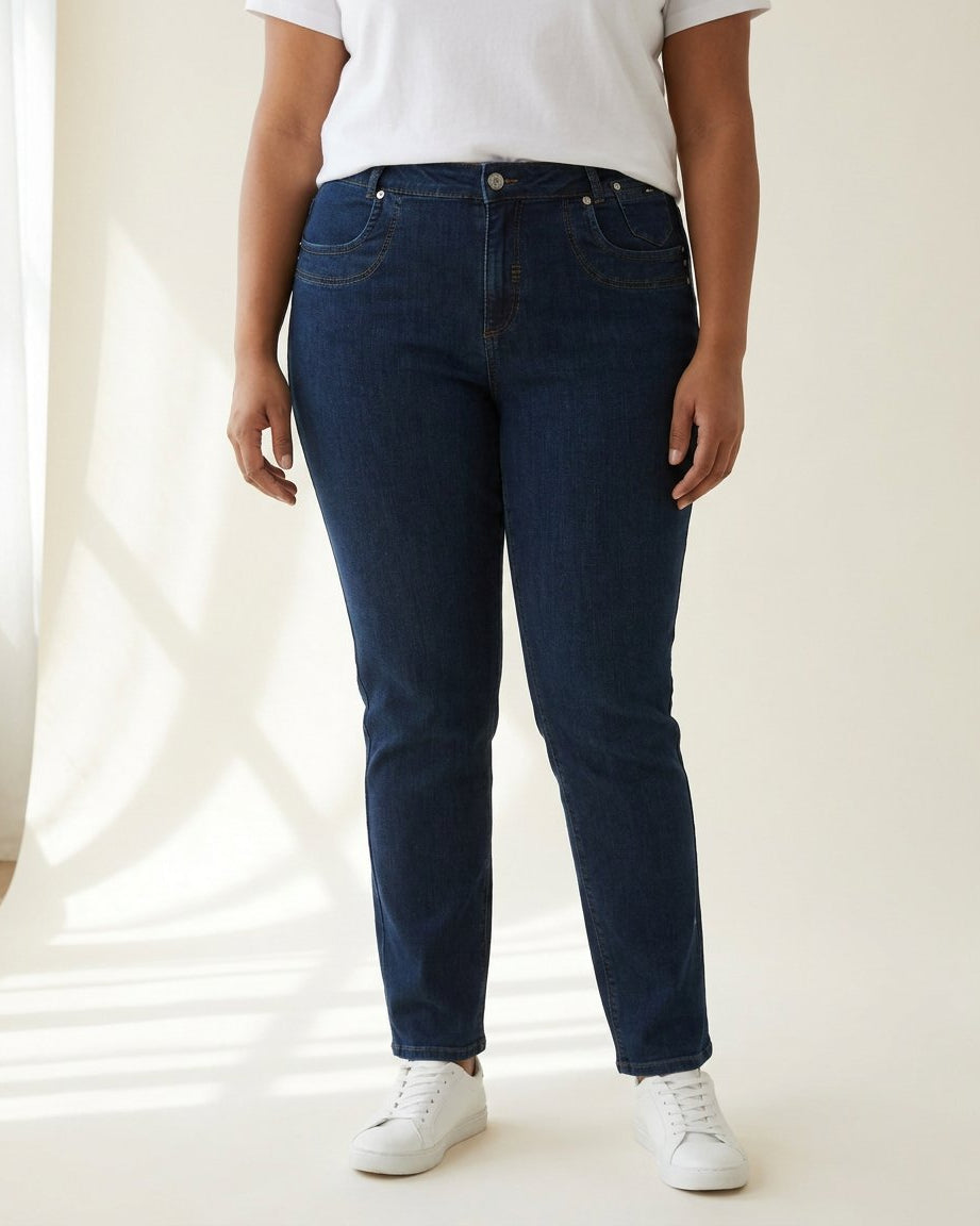 DNYcph Plus Size Mody Denim Jeans DENIM/TWILL 9696 BLUE DENIM USED