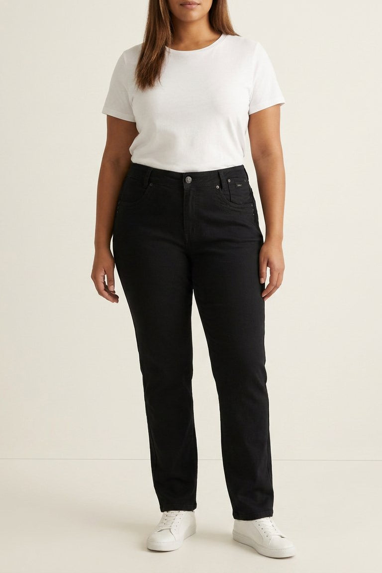 DNYcph Plus Size Mody Twill Jeans DENIM/TWILL 80 BLACK