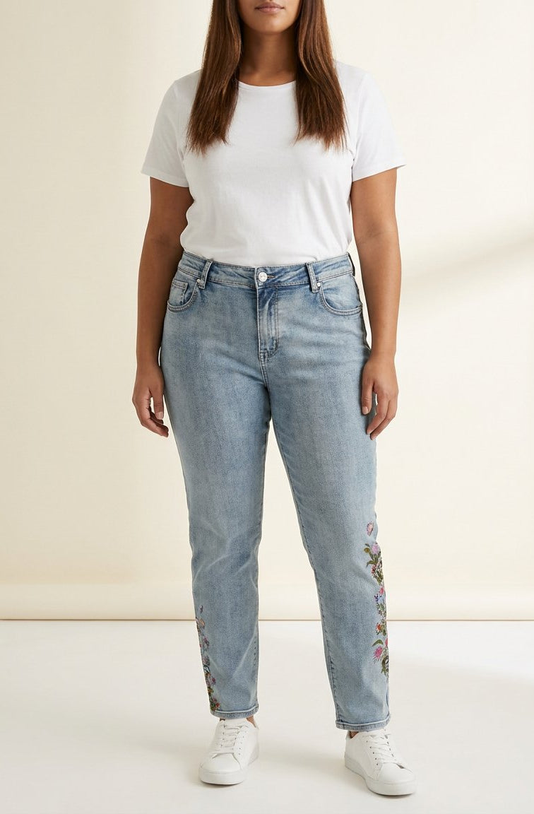 DNYcph Plus Size Tea Embroidered Jeans DENIM/TWILL 919699 BENNETON LIGHT BLUE