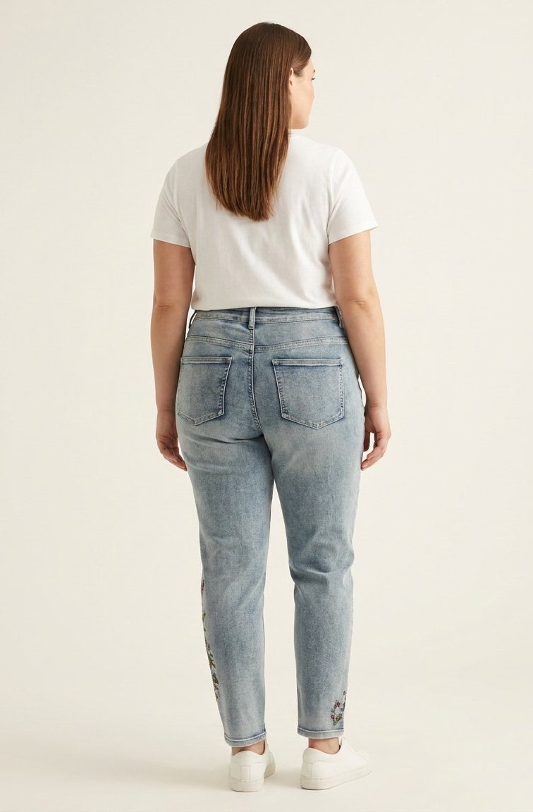 DNYcph Plus Size Tea Embroidered Jeans DENIM/TWILL 919699 BENNETON LIGHT BLUE