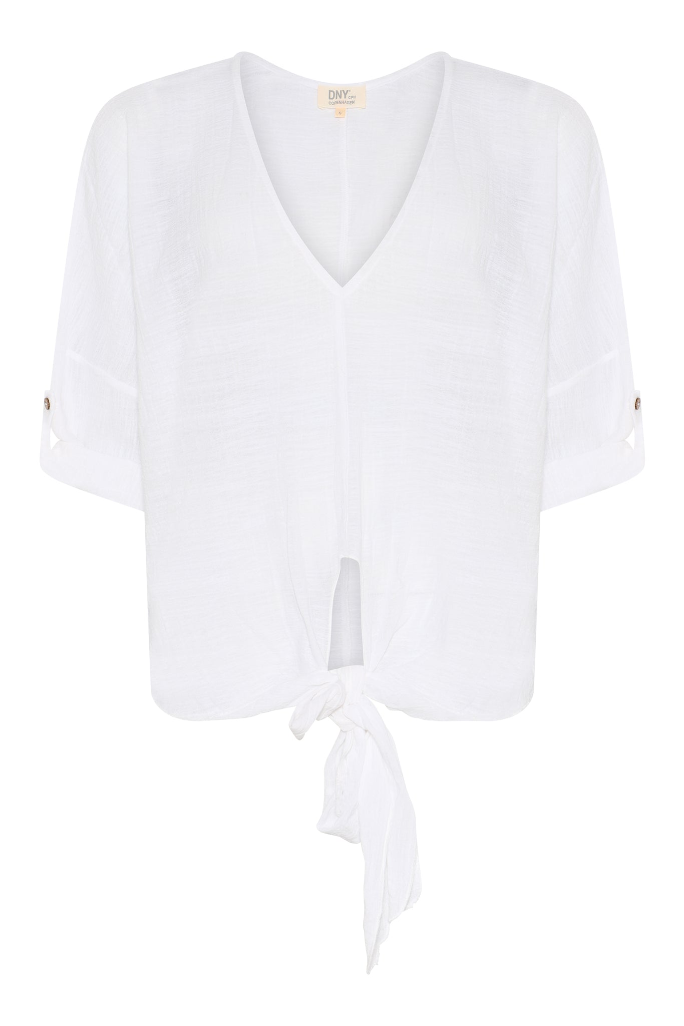 DNYcph Plus Size V-Neck Gage Blouse BLOUSE/SHIRT 10 WHITE