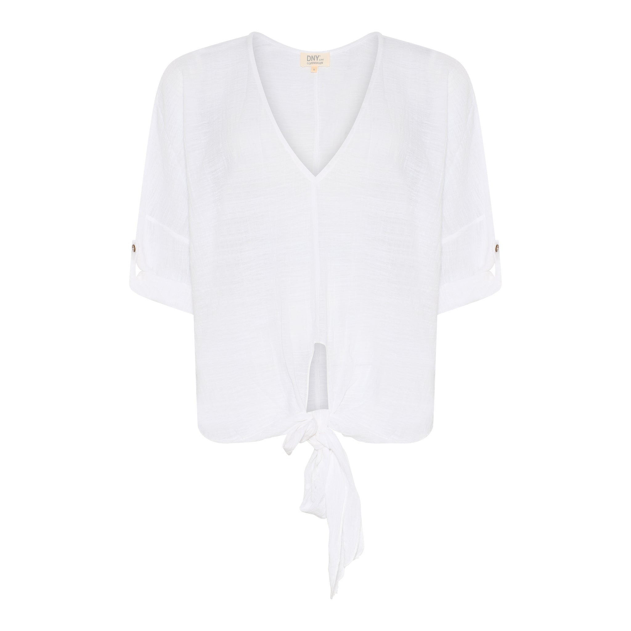 DNYcph Plus Size V-Neck Gage Blouse BLOUSE/SHIRT 10 WHITE