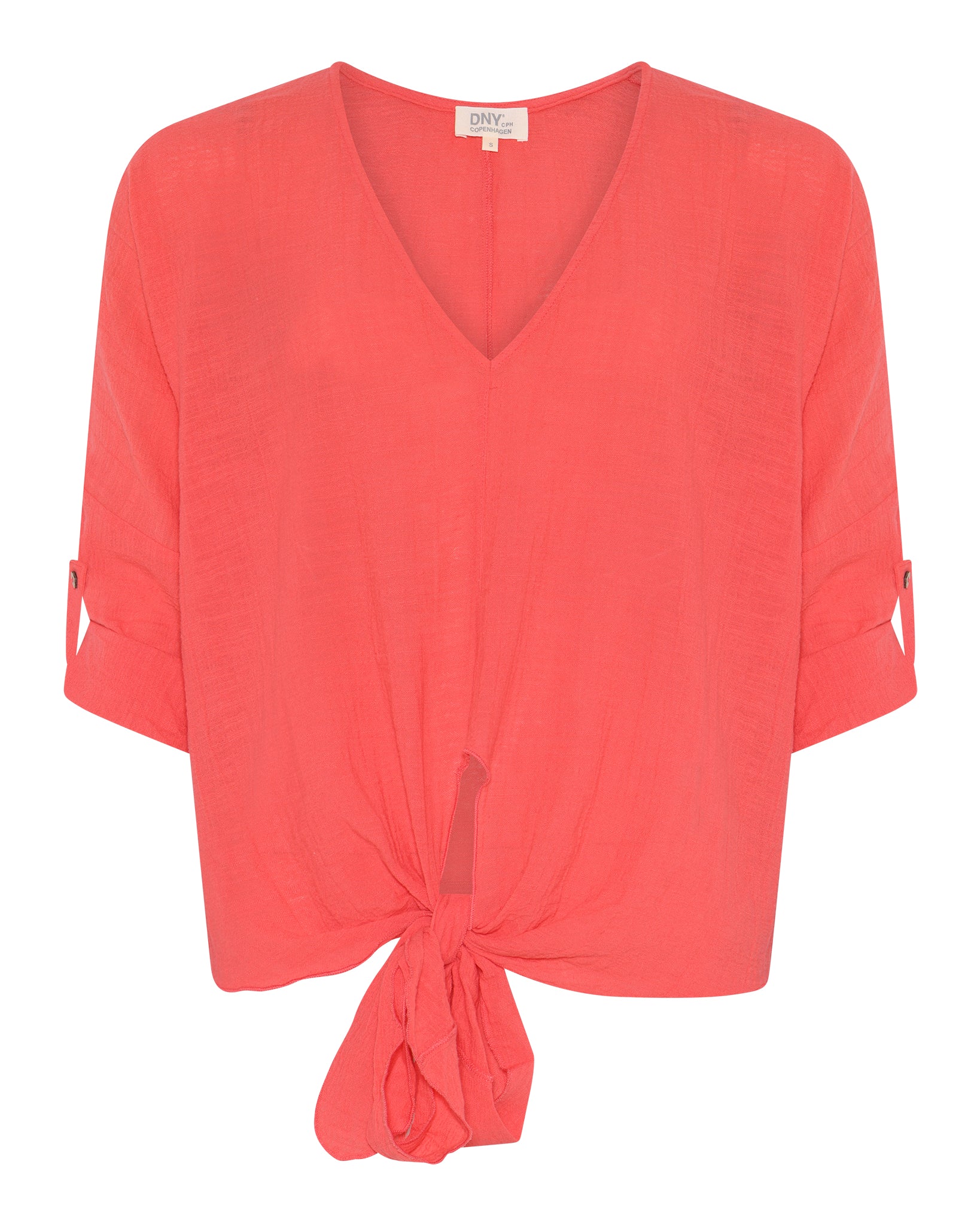 DNYcph Plus Size V-Neck Gage Blouse BLOUSE/SHIRT 350 CORAL