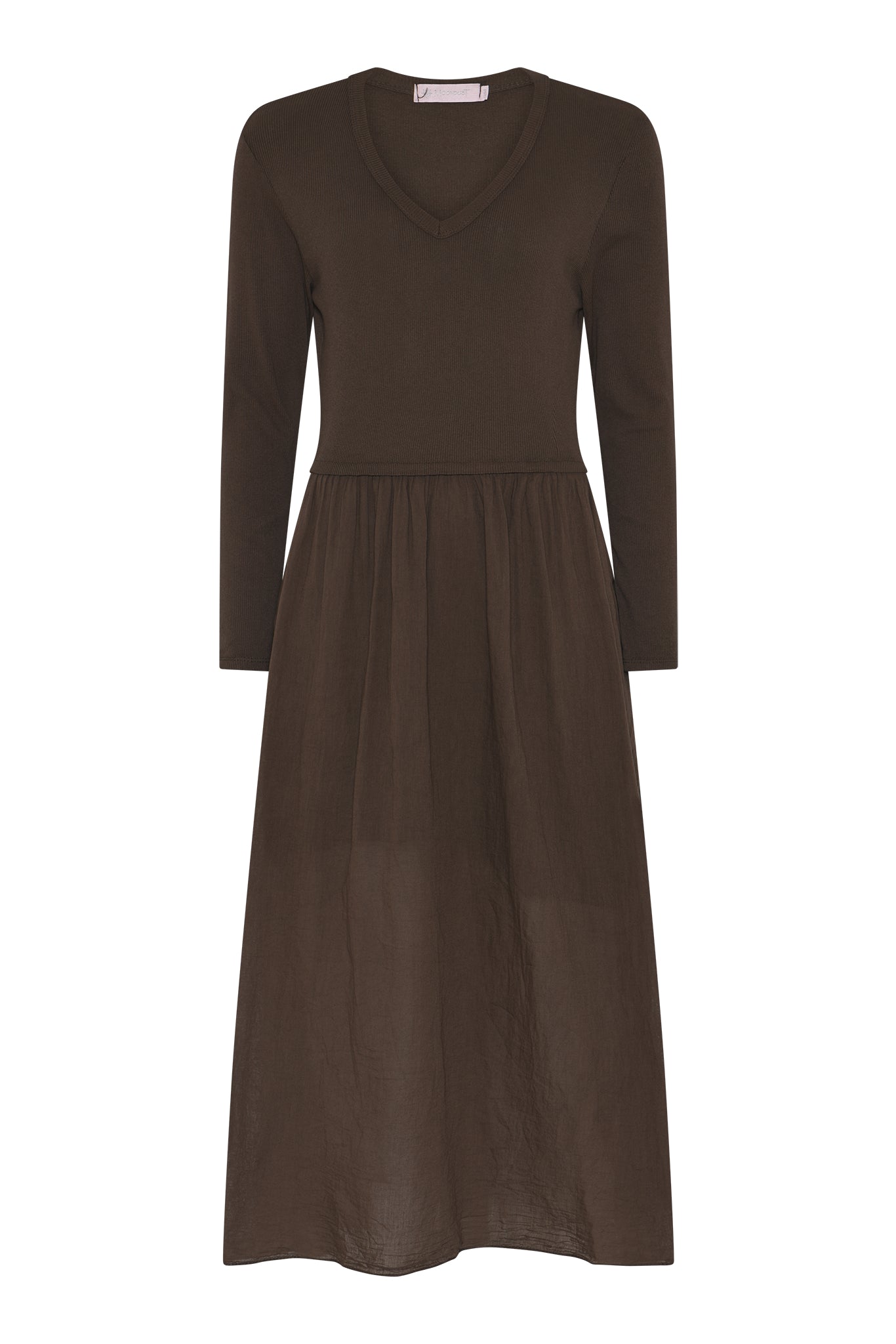 M JEANS RIB L/SL DRESS DRESS/JUMPSUIT 129 CHOCOLATE