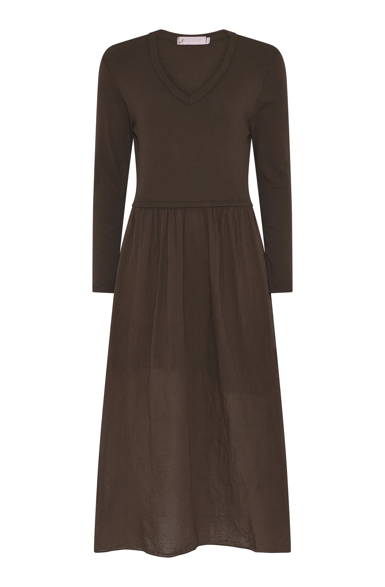 M JEANS RIB L/SL DRESS DRESS/JUMPSUIT 129 CHOCOLATE
