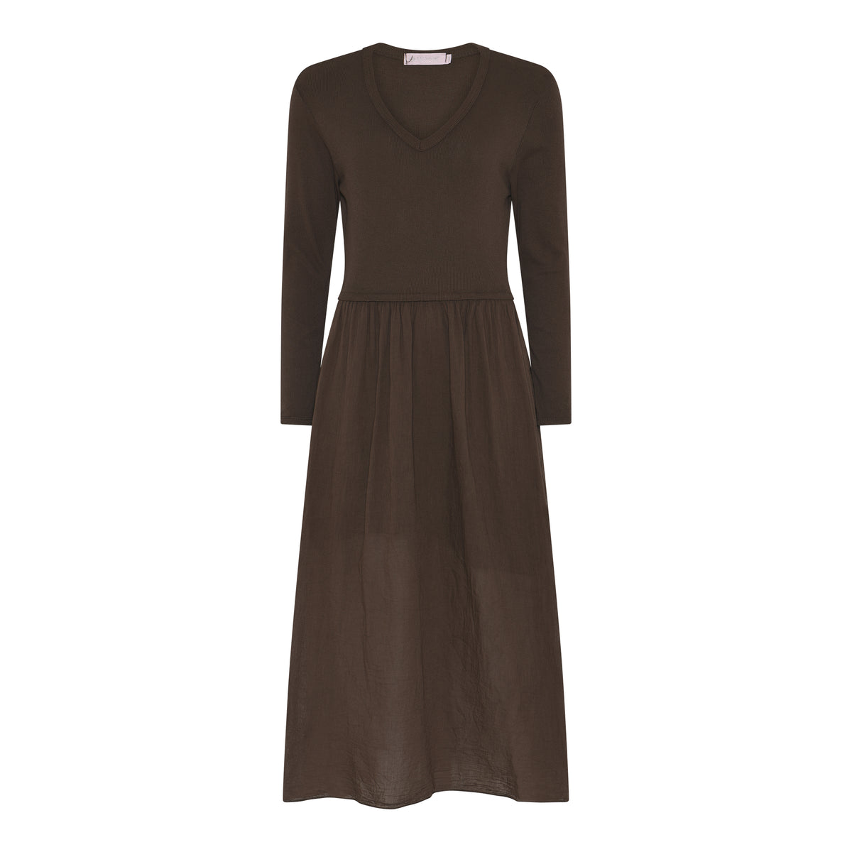 M JEANS RIB L/SL DRESS DRESS/JUMPSUIT 129 CHOCOLATE