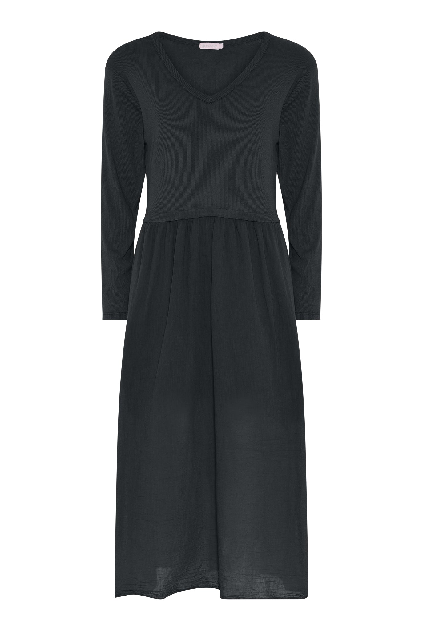 M JEANS RIB L/SL DRESS DRESS/JUMPSUIT 80 BLACK