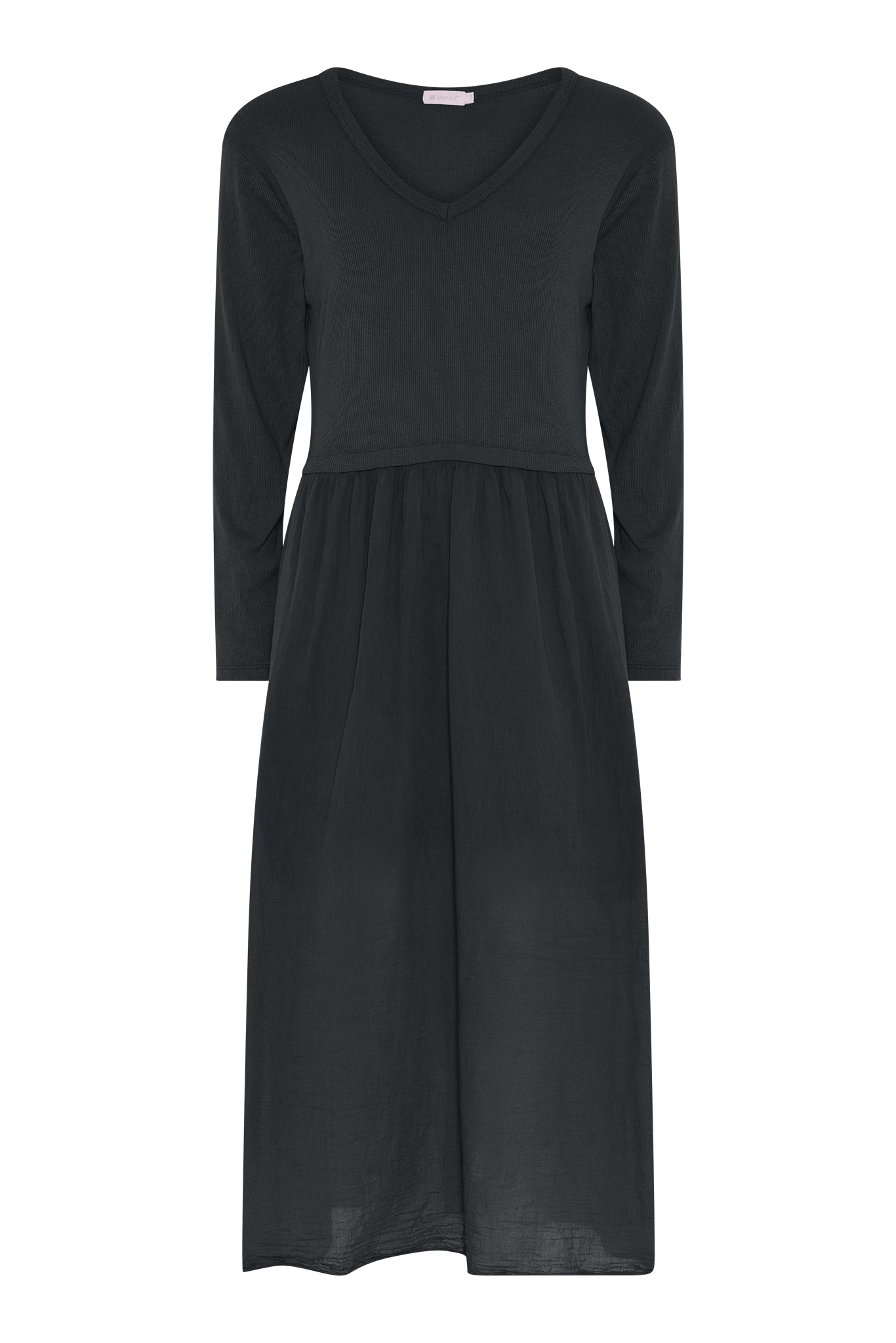 M JEANS RIB L/SL DRESS DRESS/JUMPSUIT 80 BLACK