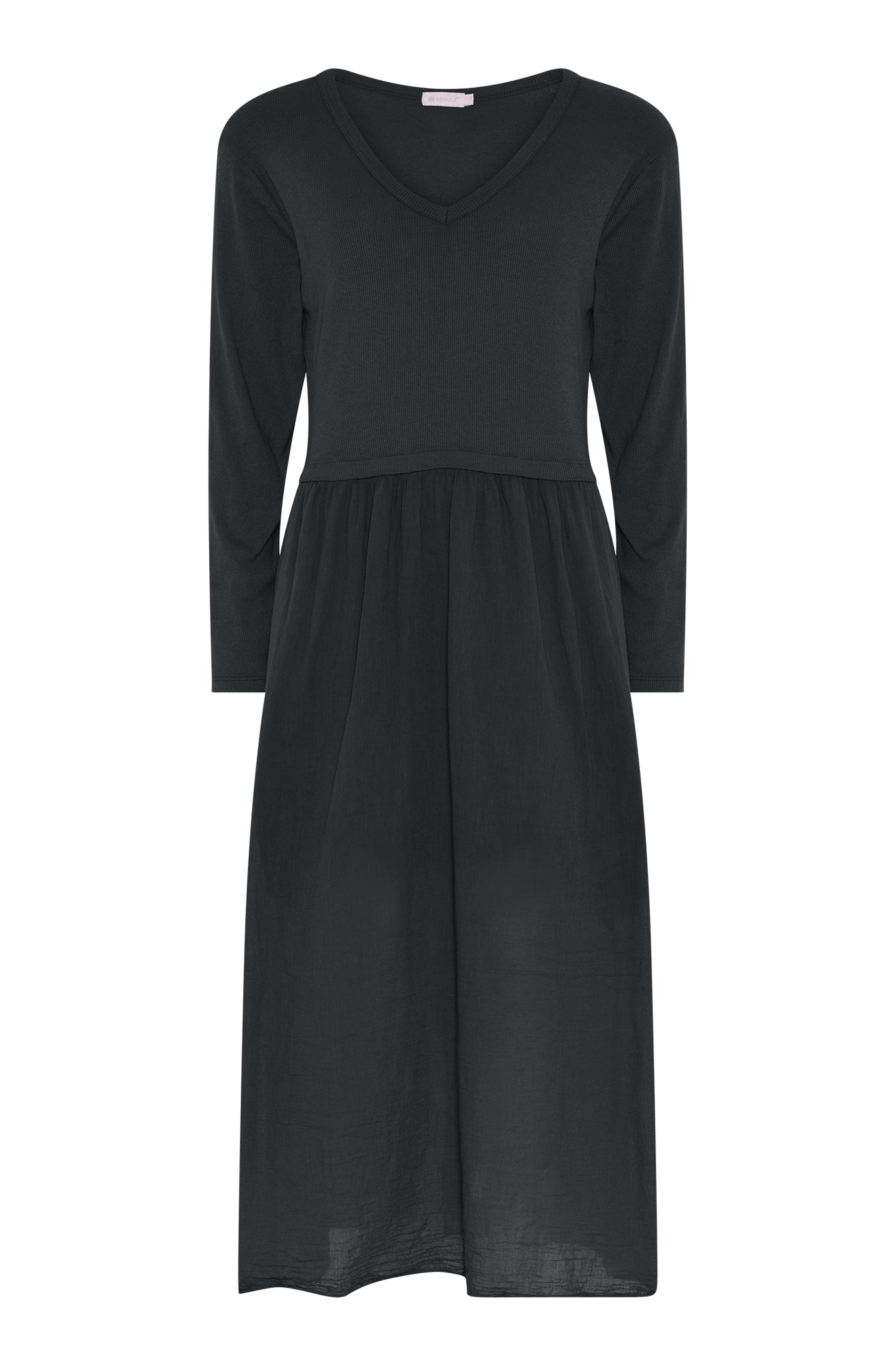 M JEANS RIB L/SL DRESS DRESS/JUMPSUIT 80 BLACK