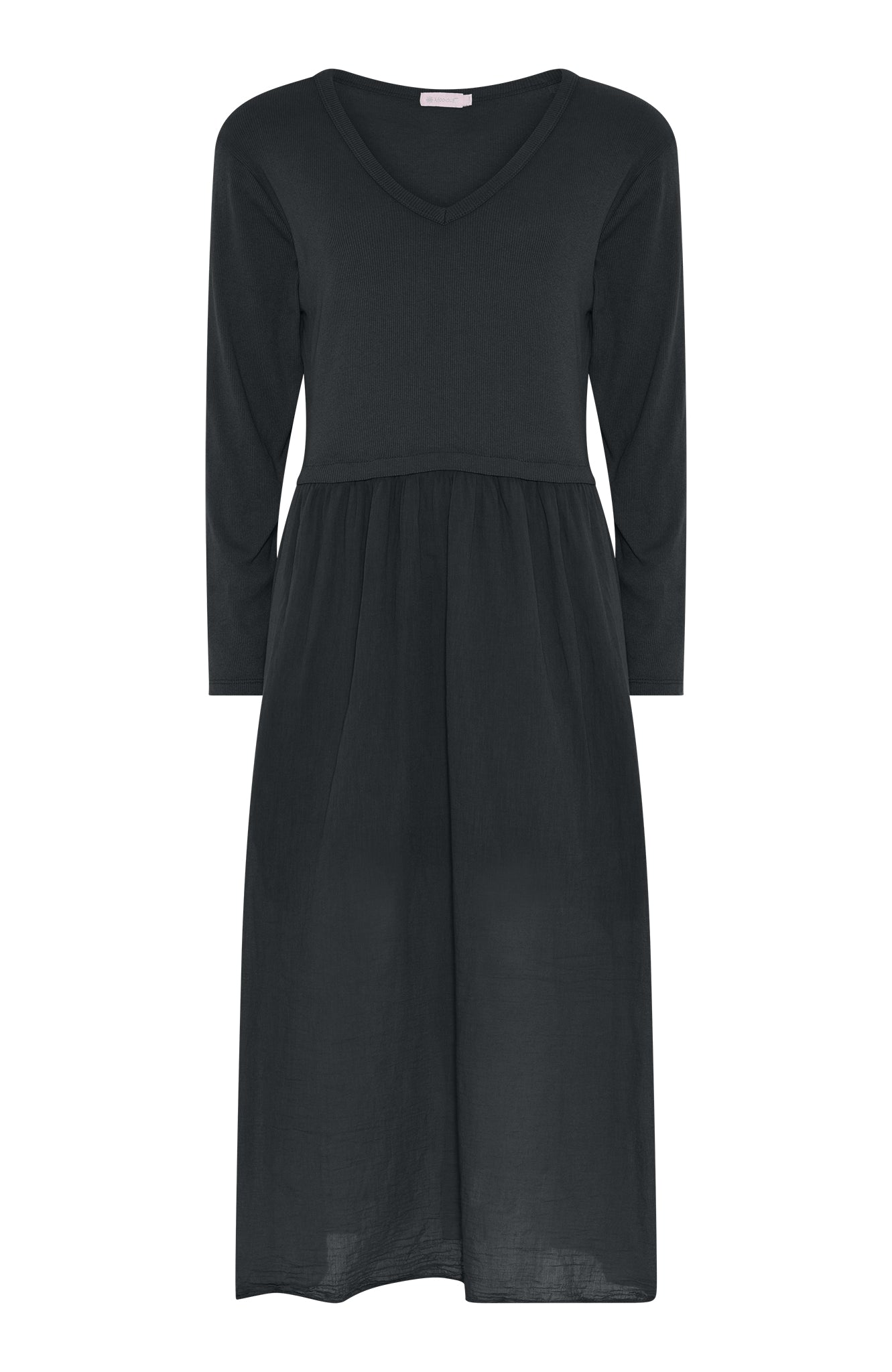 M JEANS RIB L/SL DRESS DRESS/JUMPSUIT 80 BLACK