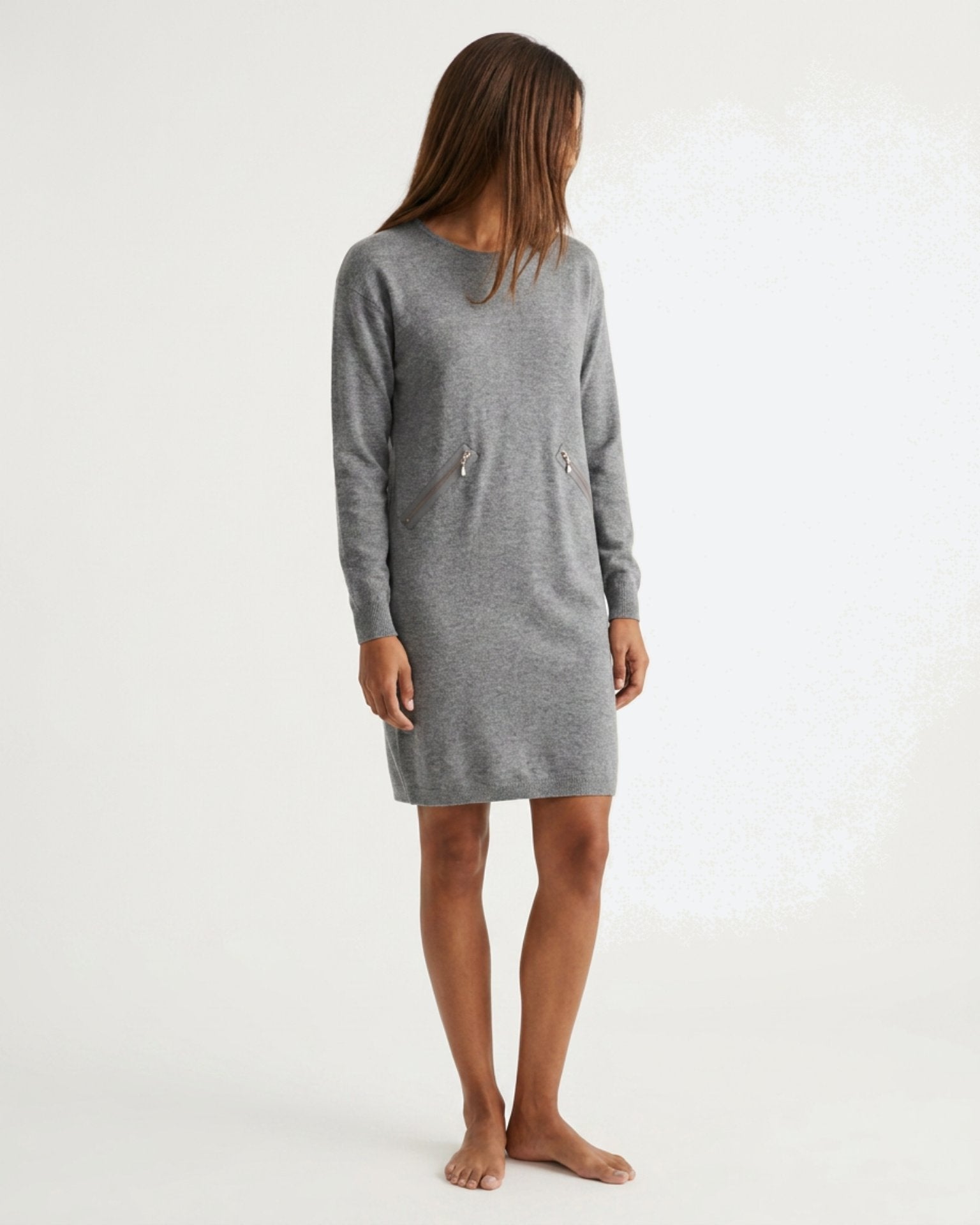MAPP ROMA TRINE DRESS KNITWEAR 253 LIGHT GREY MELANGE