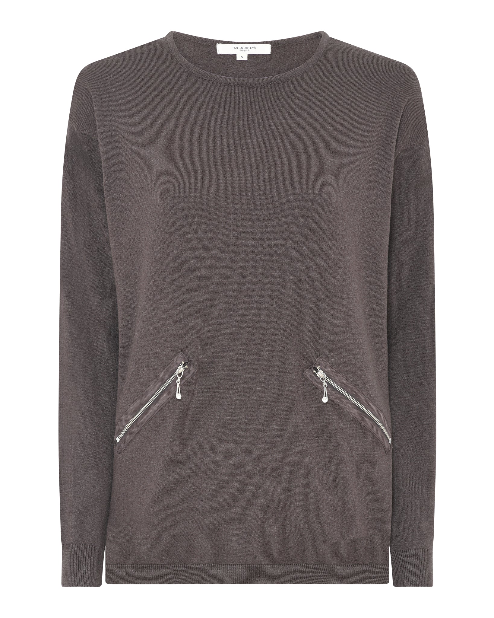 MAPP ROMA ZIP BLOUSE KNITWEAR 129 CHOCOLATE