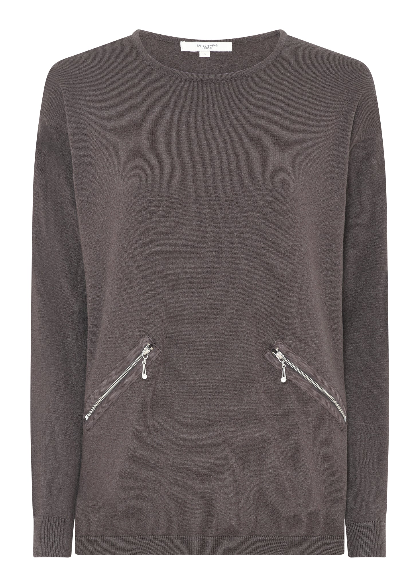 MAPP ROMA ZIP BLOUSE KNITWEAR 129 CHOCOLATE