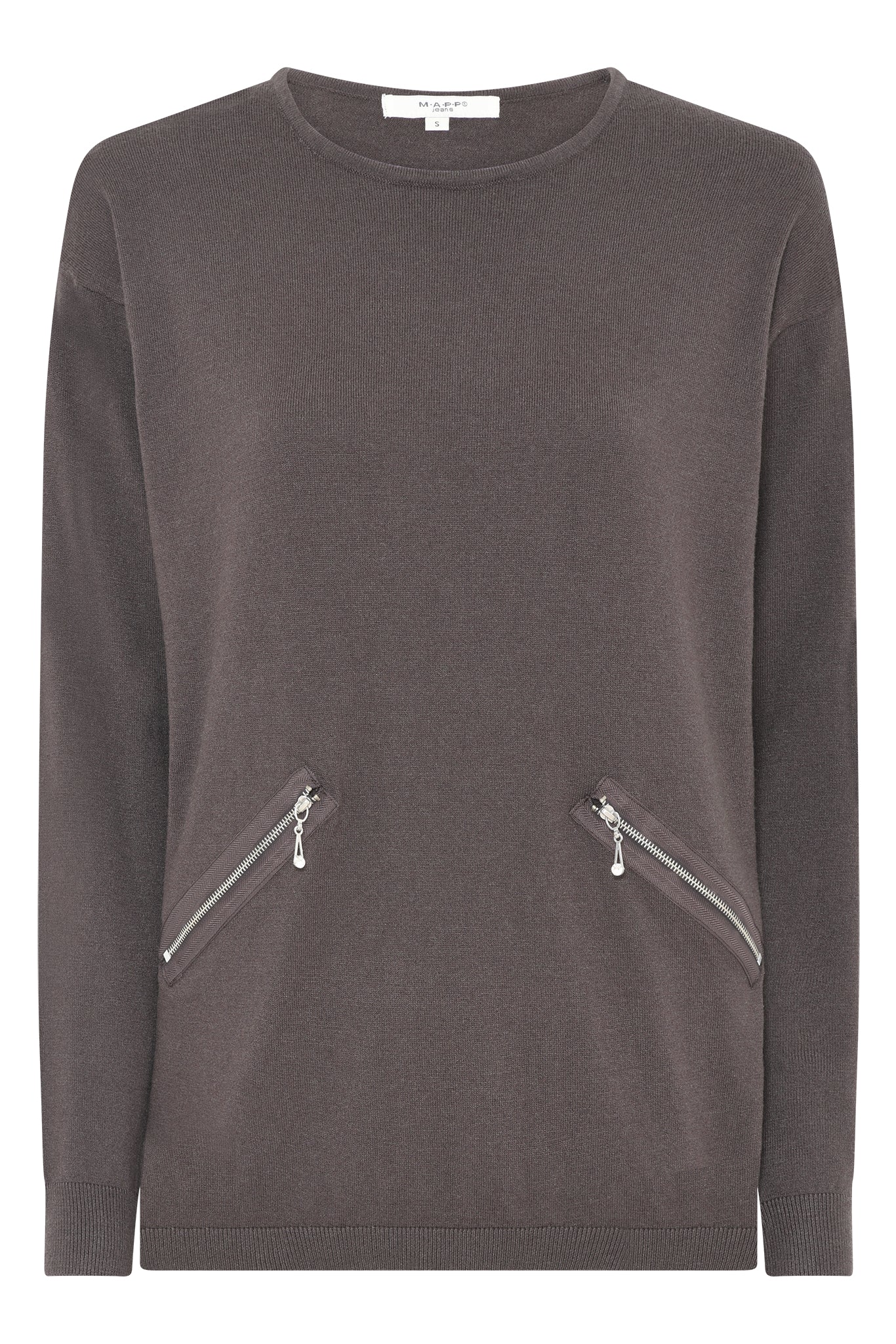 MAPP ROMA ZIP BLOUSE KNITWEAR 129 CHOCOLATE