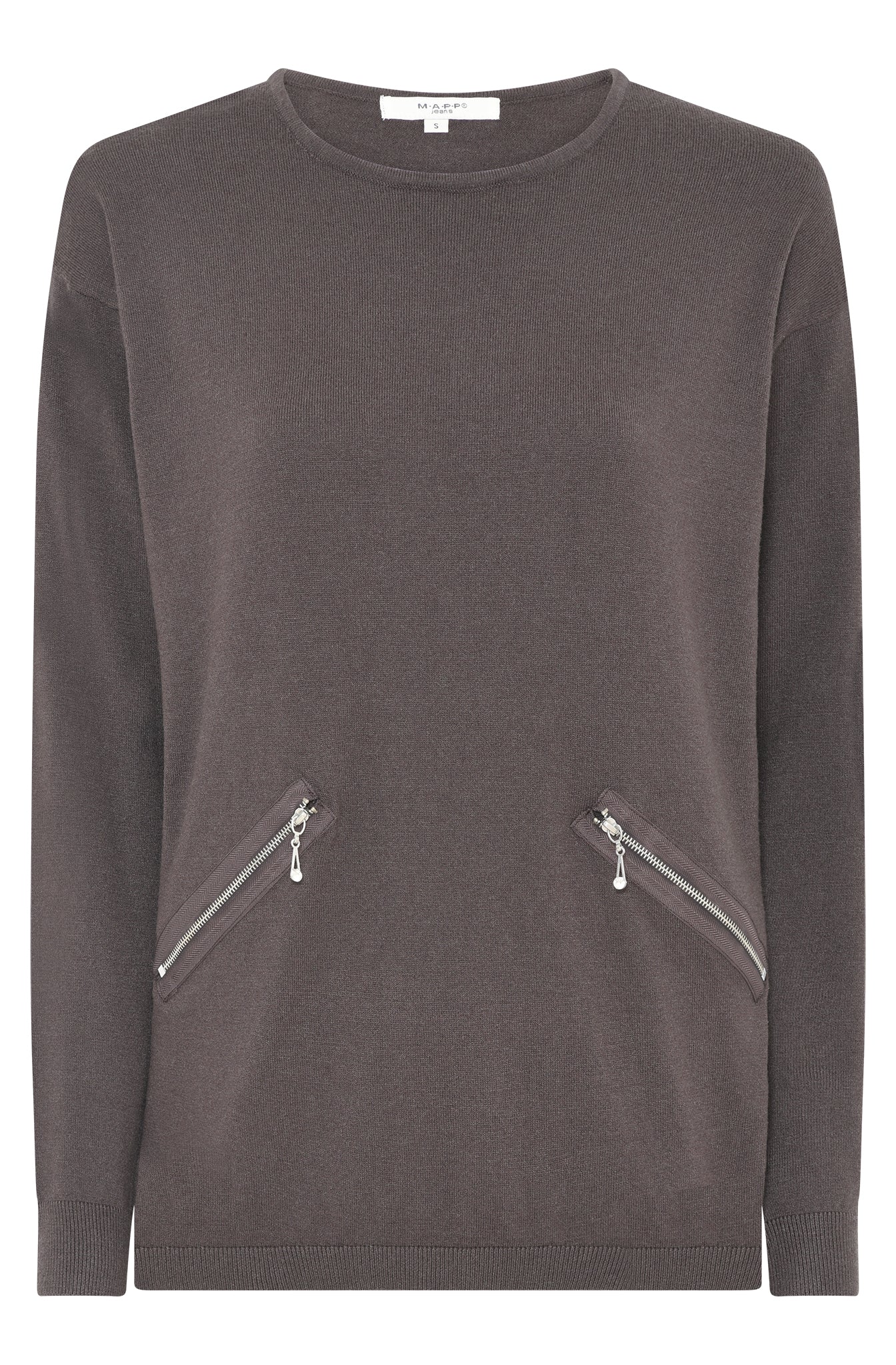 MAPP ROMA ZIP BLOUSE KNITWEAR 129 CHOCOLATE