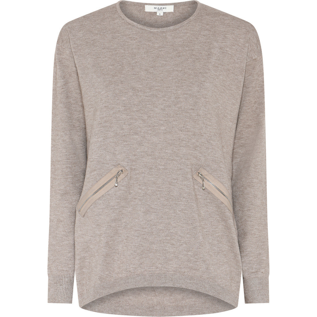MAPP ROMA ZIP BLOUSE KNITWEAR 227 LIGHT SAND MELANGE